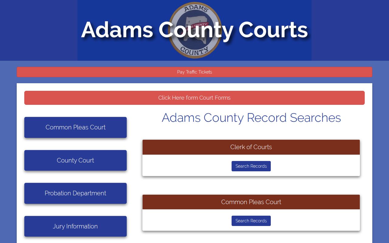 Adams County Courts record search selector